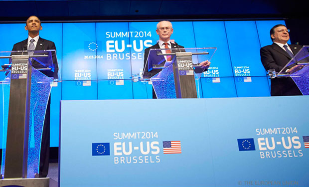 President Obama with leaders of the European Union in Brussels. (EU)